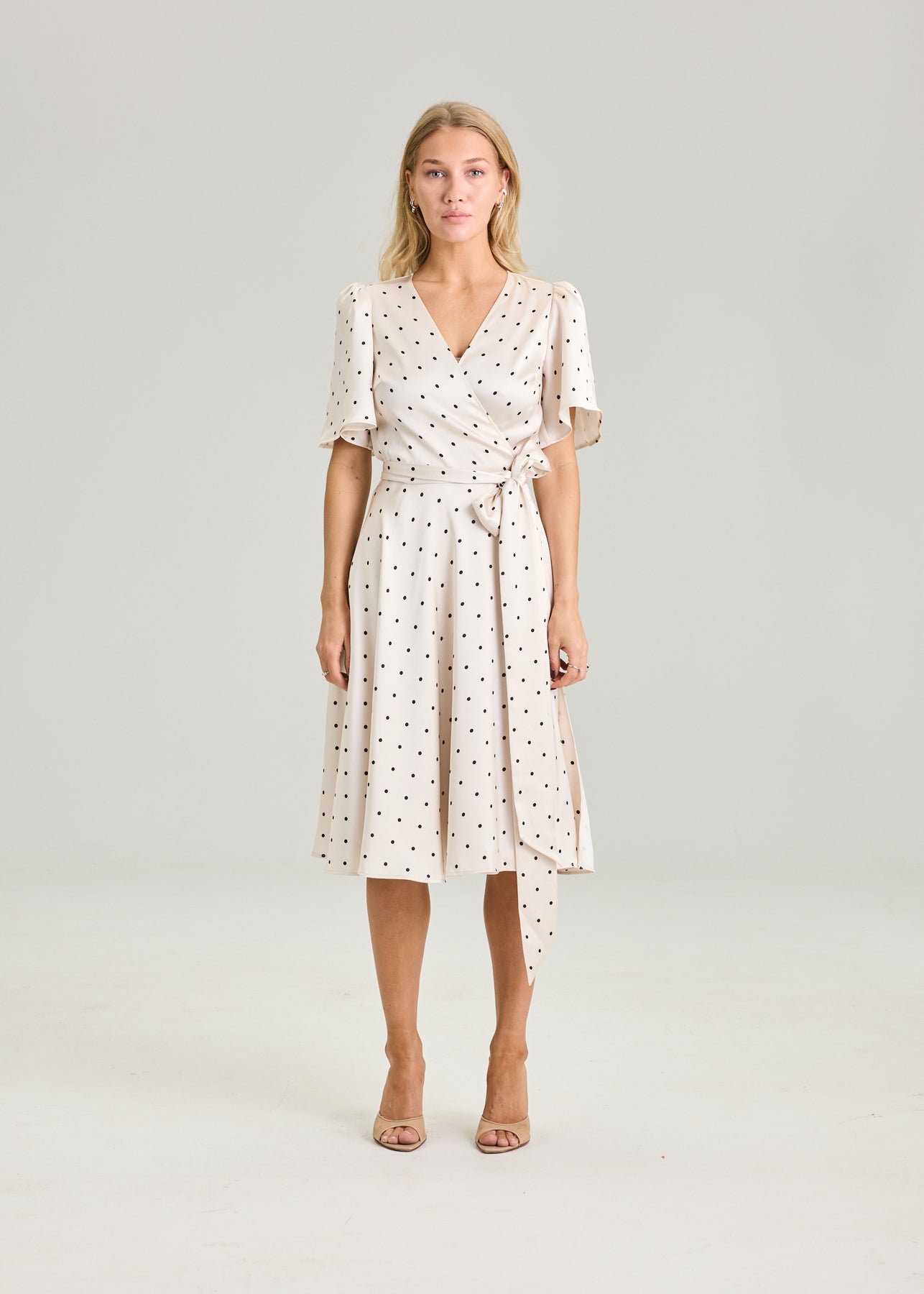 Florence Wrap Dress - Ivory Dot