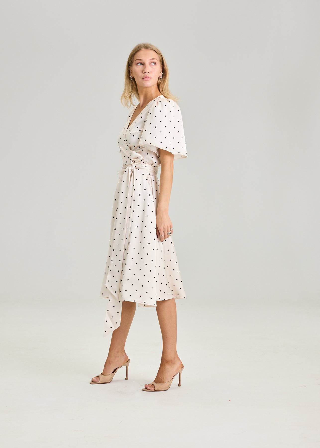 Florence Wrap Dress - Ivory Dot