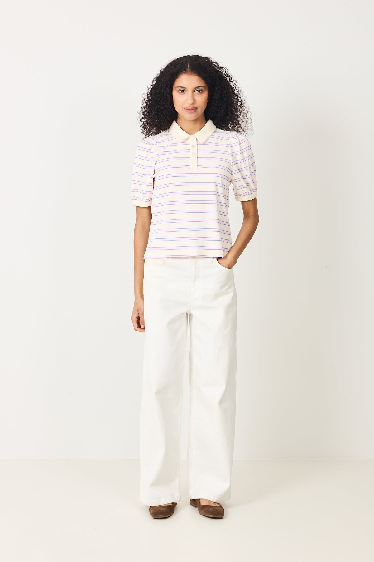 Kleo Polo - Creme Lilac Stripe