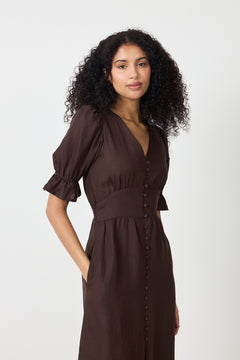 Andrea Dress - Espresso Linen
