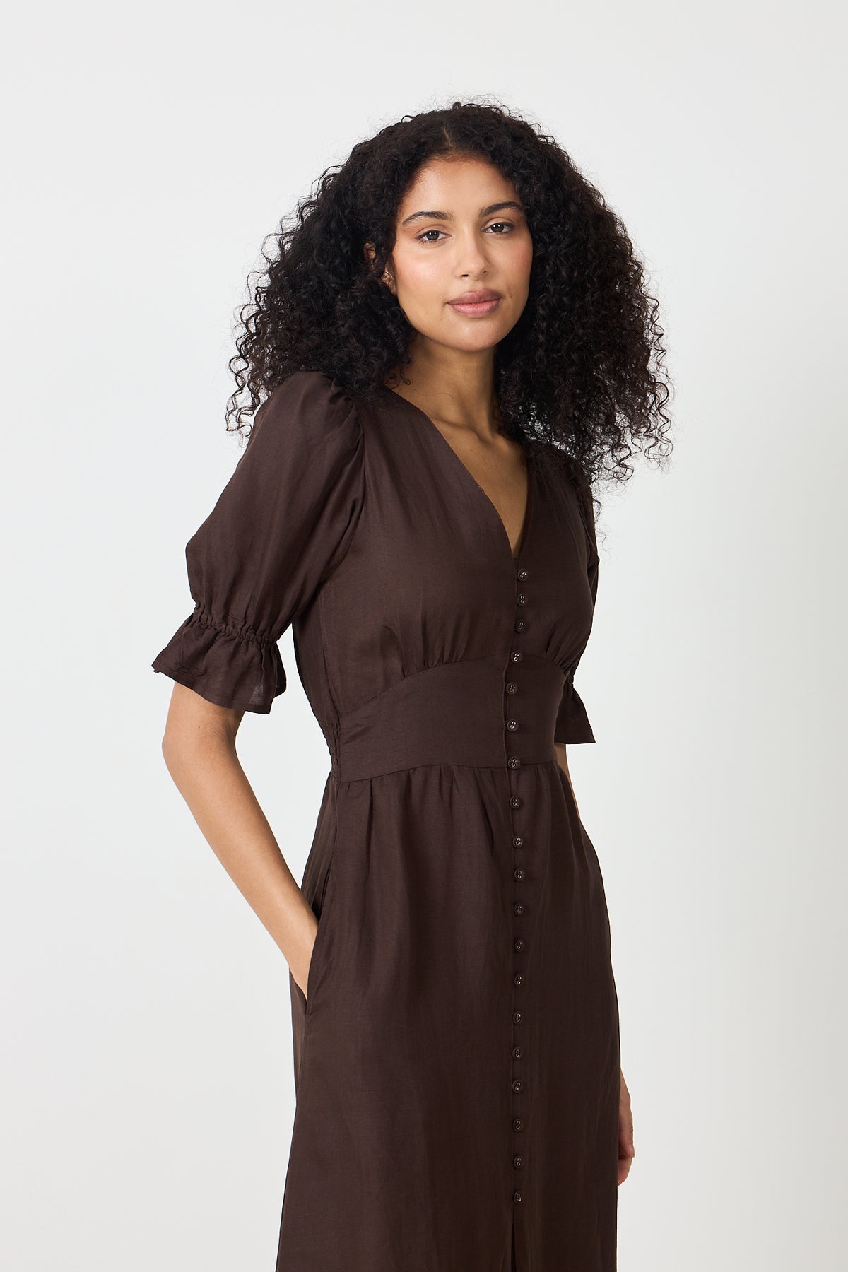 Andrea Dress - Espresso Linen