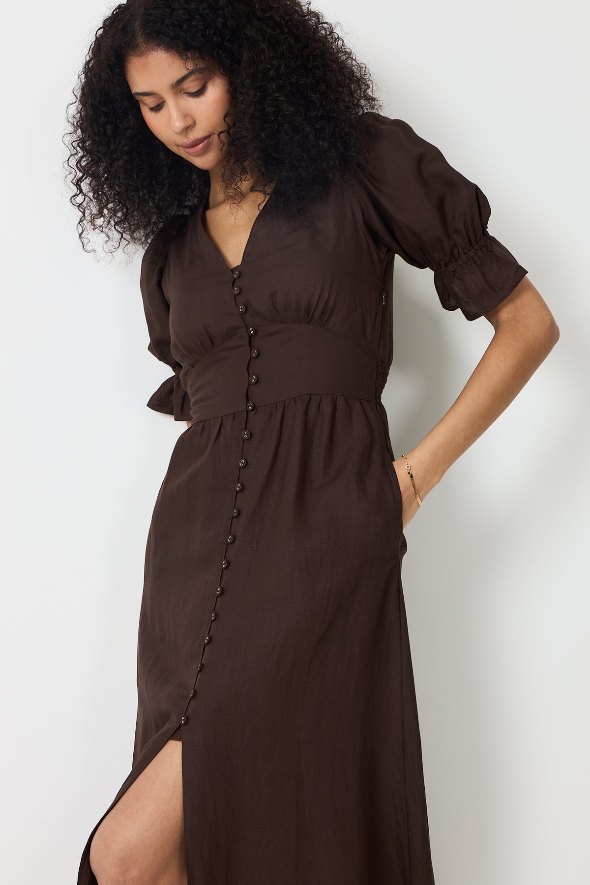 Andrea Dress - Espresso Linen