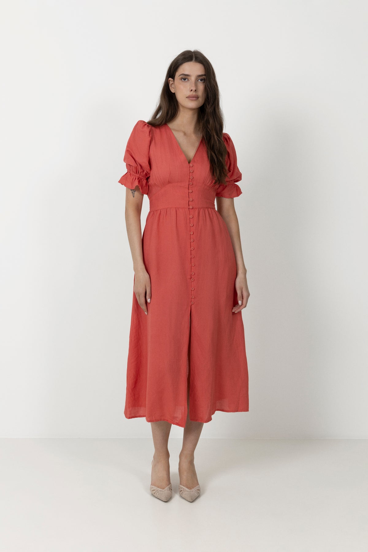 Andrea Dress - Candid Apple Linen