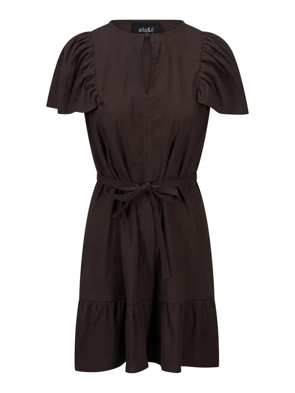 Mabel Linen Dress - Dark Brown