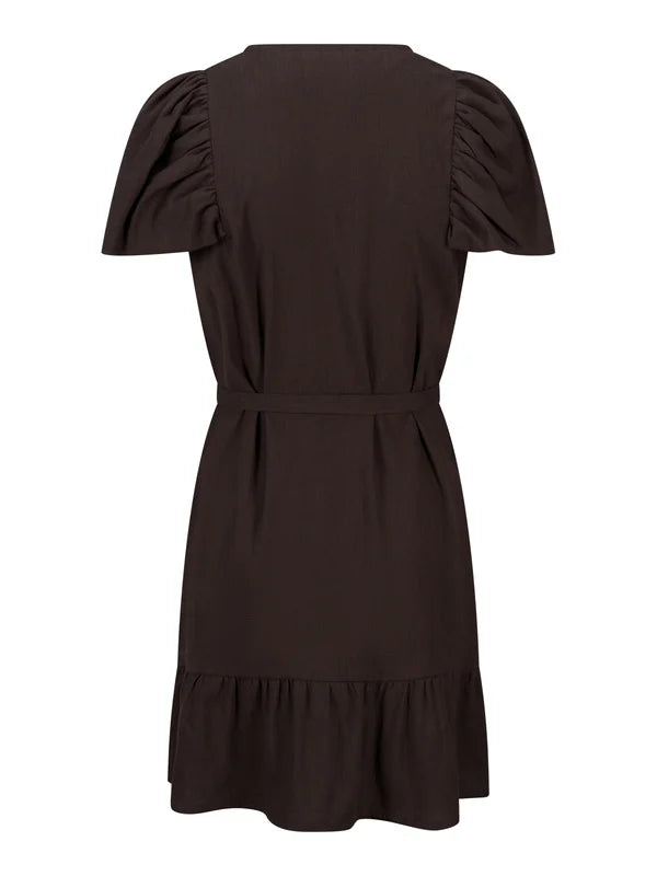 Mabel Linen Dress - Dark Brown