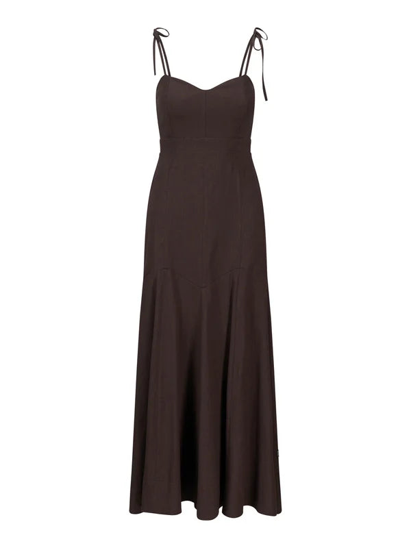 Tessa Linen Dress - Dark Brown