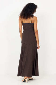 Tessa Linen Dress - Dark Brown
