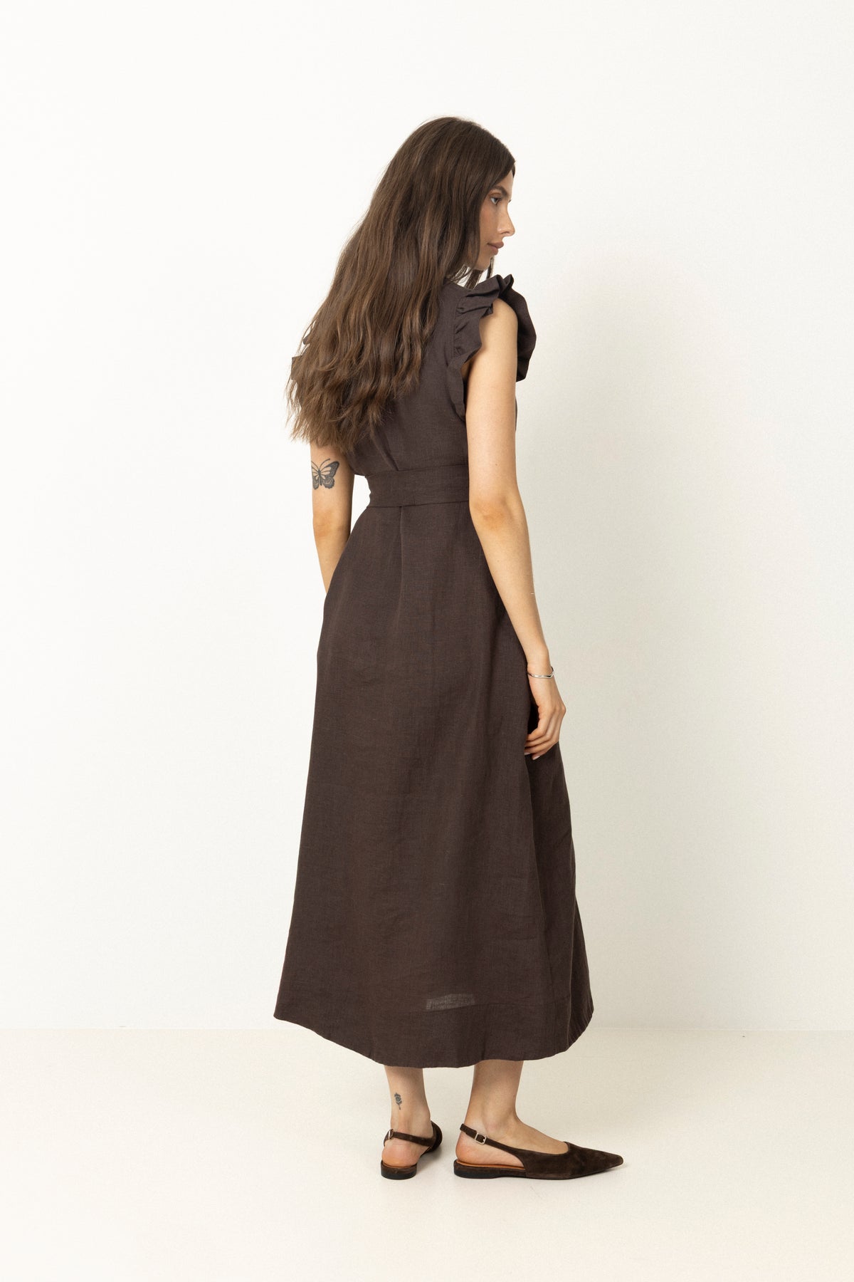 Pam Linen Dress - Dark Brown