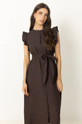 Pam Linen Dress - Dark Brown
