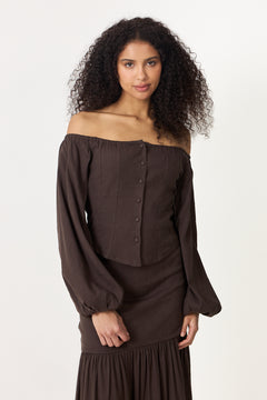 Luiza Linen Shirt - Dark Brown