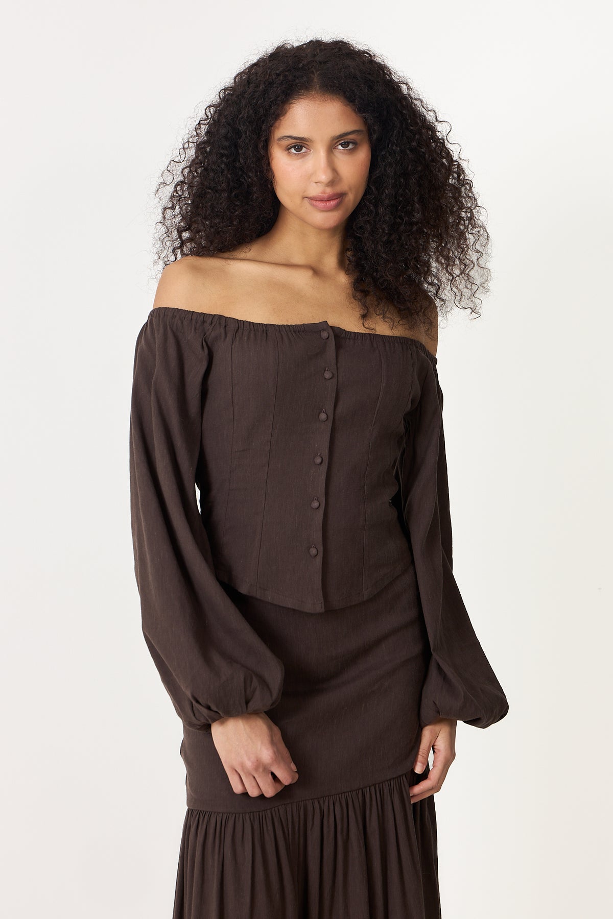 Luiza Linen Shirt - Dark Brown