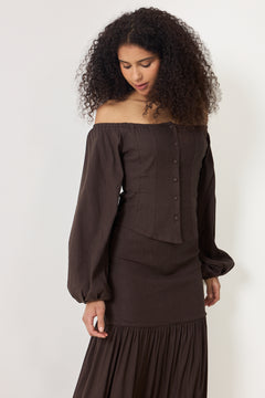 Luiza Linen Shirt - Dark Brown