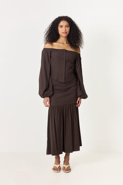 Lill Linen Skirt - Dark Brown