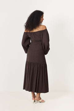Lill Linen Skirt - Dark Brown