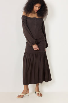 Lill Linen Skirt - Dark Brown