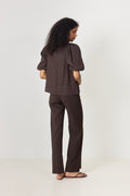 Anna Linen Top - Dark Brown