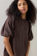 Anna Linen Top - Dark Brown