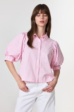 Etta Soft Stripe Stone Shirt - Light Pink