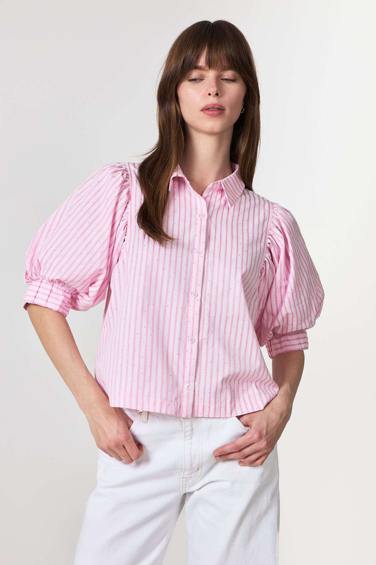 Etta Soft Stripe Stone Shirt - Light Pink