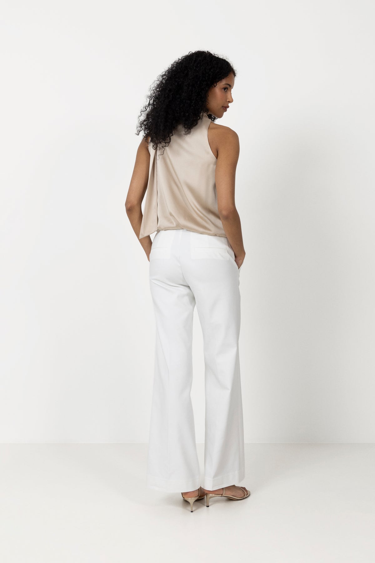 Veda Drapy Satin Top - Dark Sand