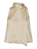 Veda Drapy Satin Top - Dark Sand
