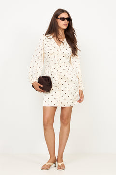 Mabel Dotted Dress - Creme