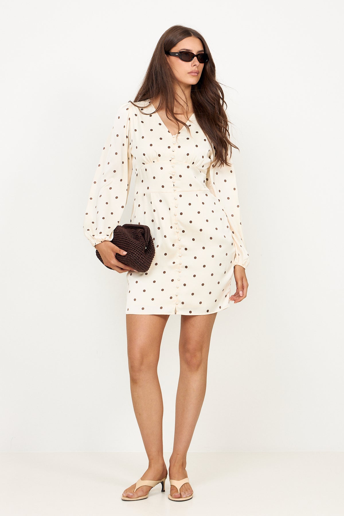 Mabel Dotted Dress - Creme