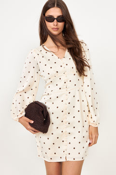 Mabel Dotted Dress - Creme