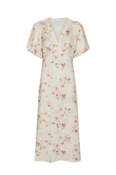 Illana Sateen Print Dress - Creme