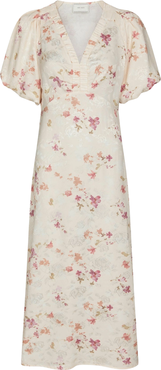 Illana Sateen Print Dress - Creme