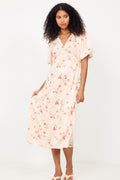 Illana Sateen Print Dress - Creme