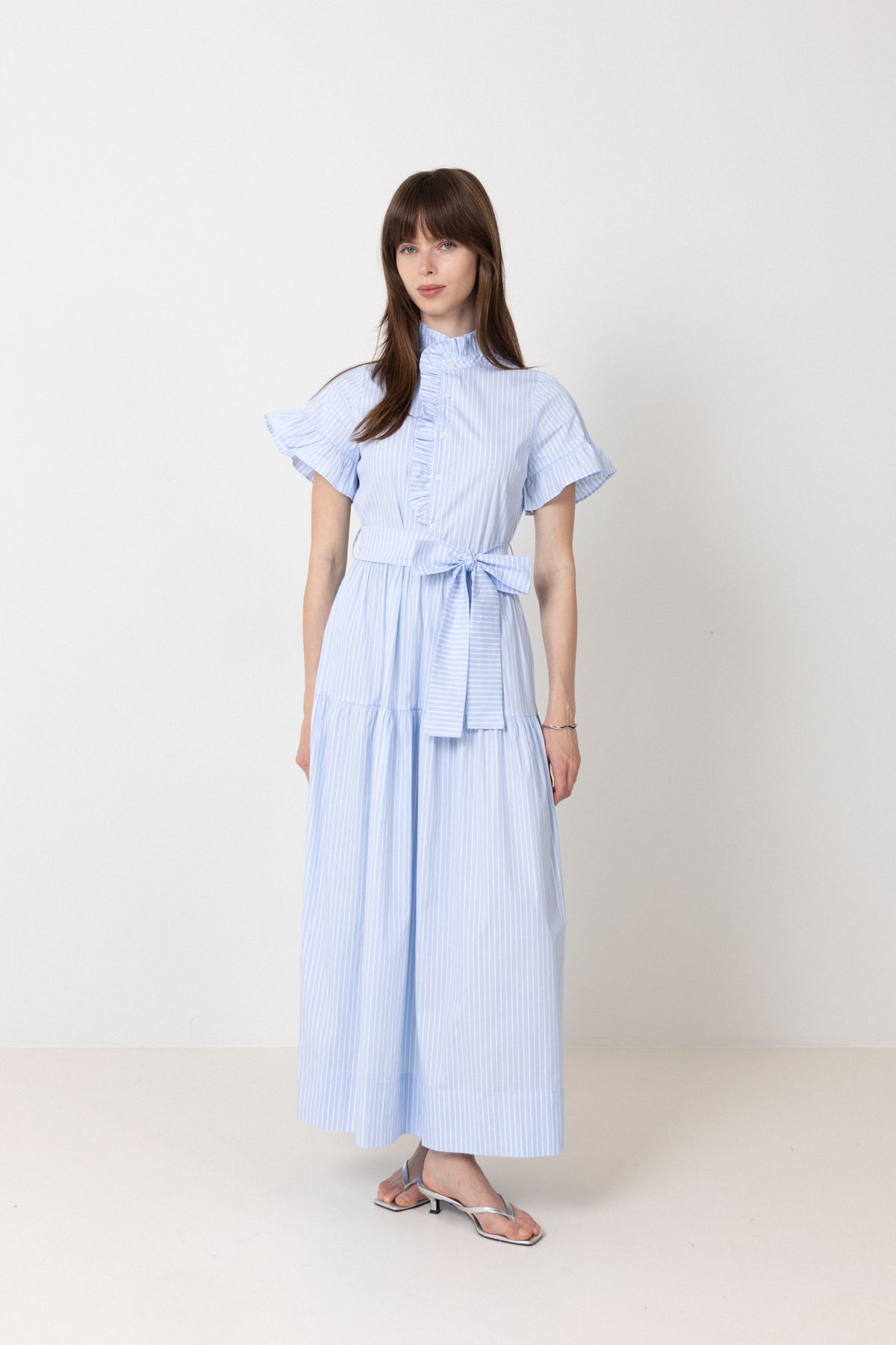 Nellie Soft Stripe Dress - Light Blue