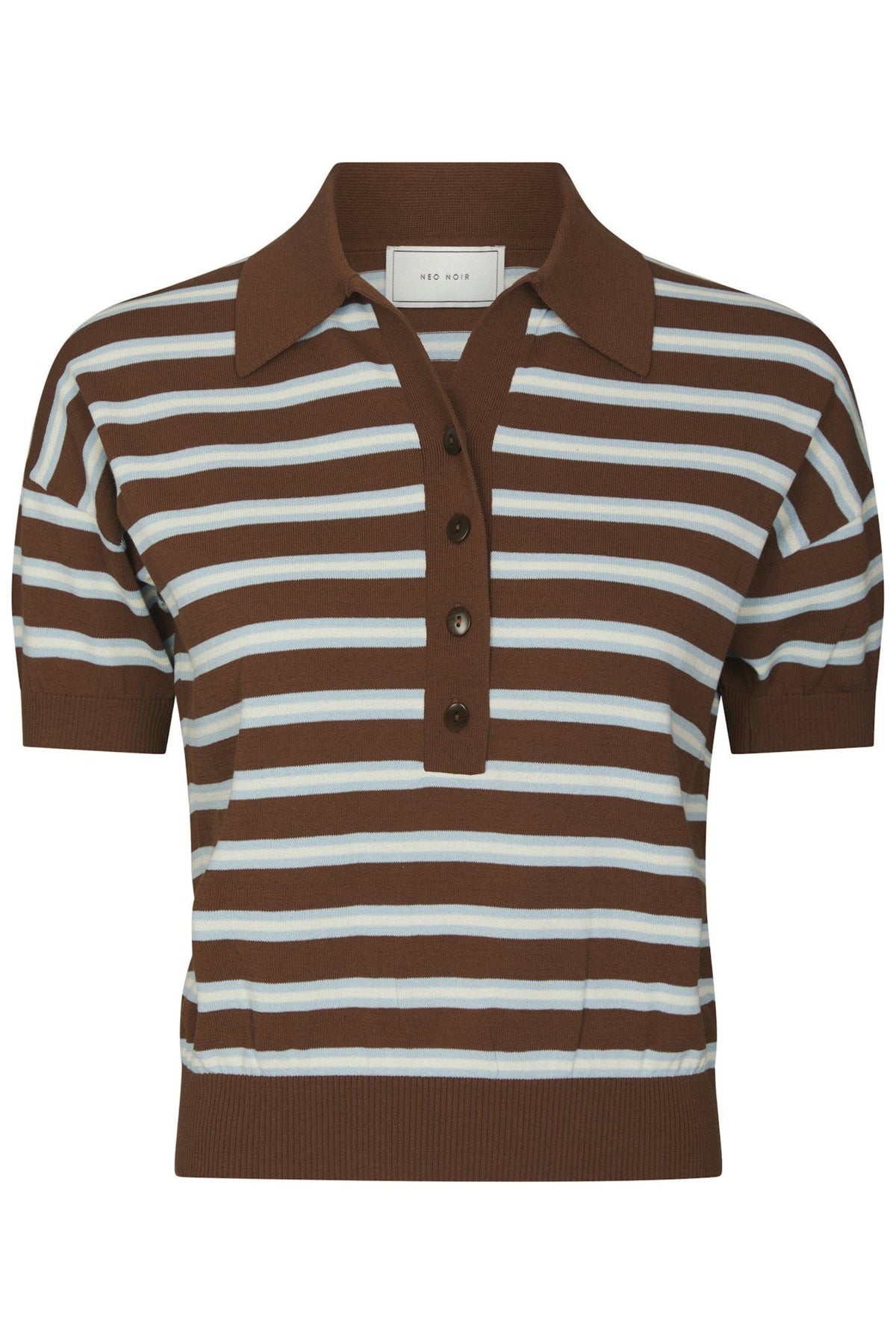 Emira Knit Polo Top - Dark Brown