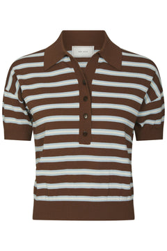 Emira Knit Polo Top - Dark Brown