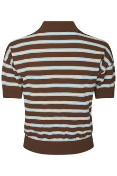 Emira Knit Polo Top - Dark Brown