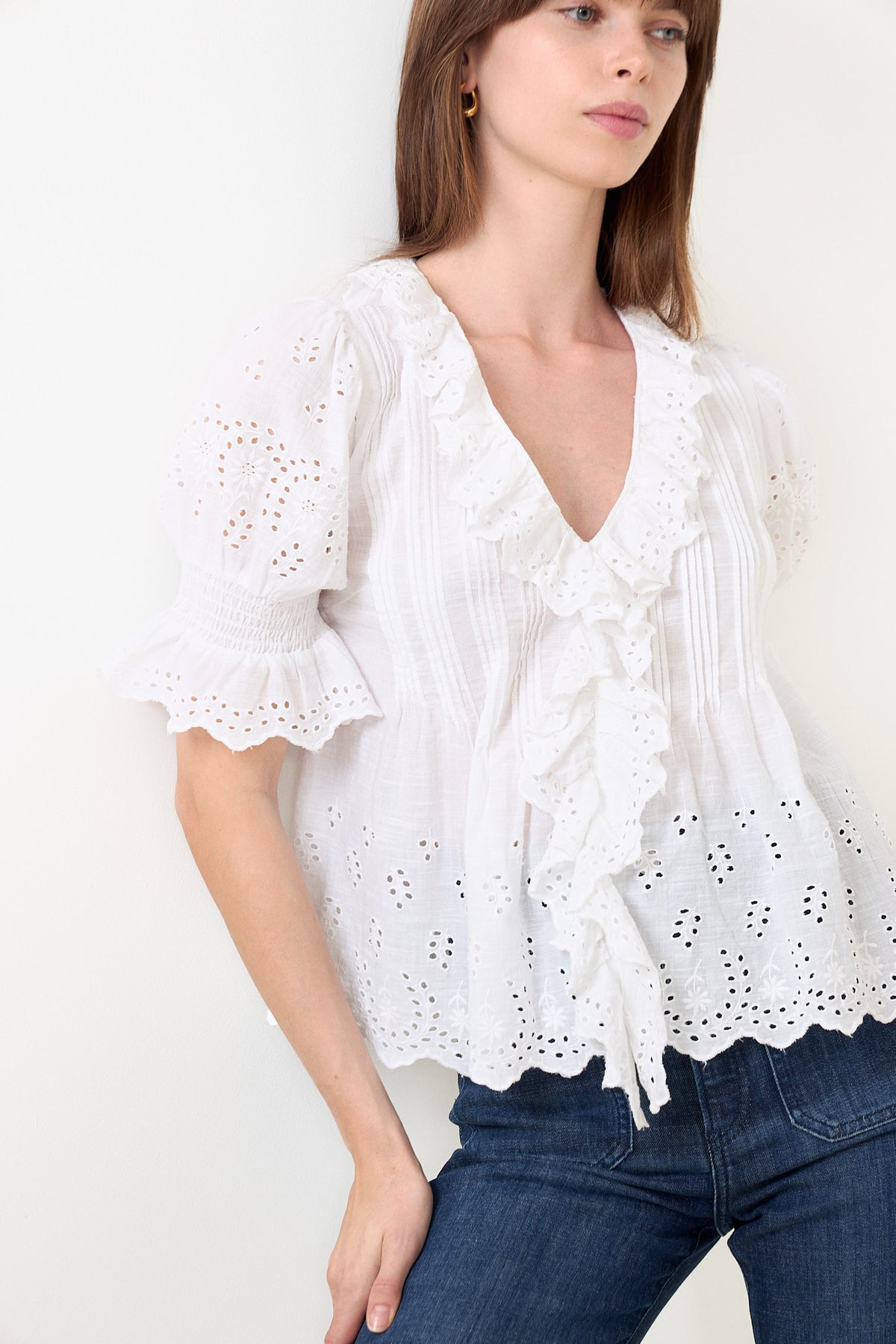 Talise Emb Blouse - White
