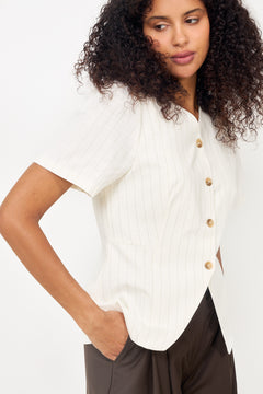 Jules Summer Stripe Blouse - Taupe Stripe
