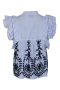 Jayla Stripe Embroidery Top - Blue