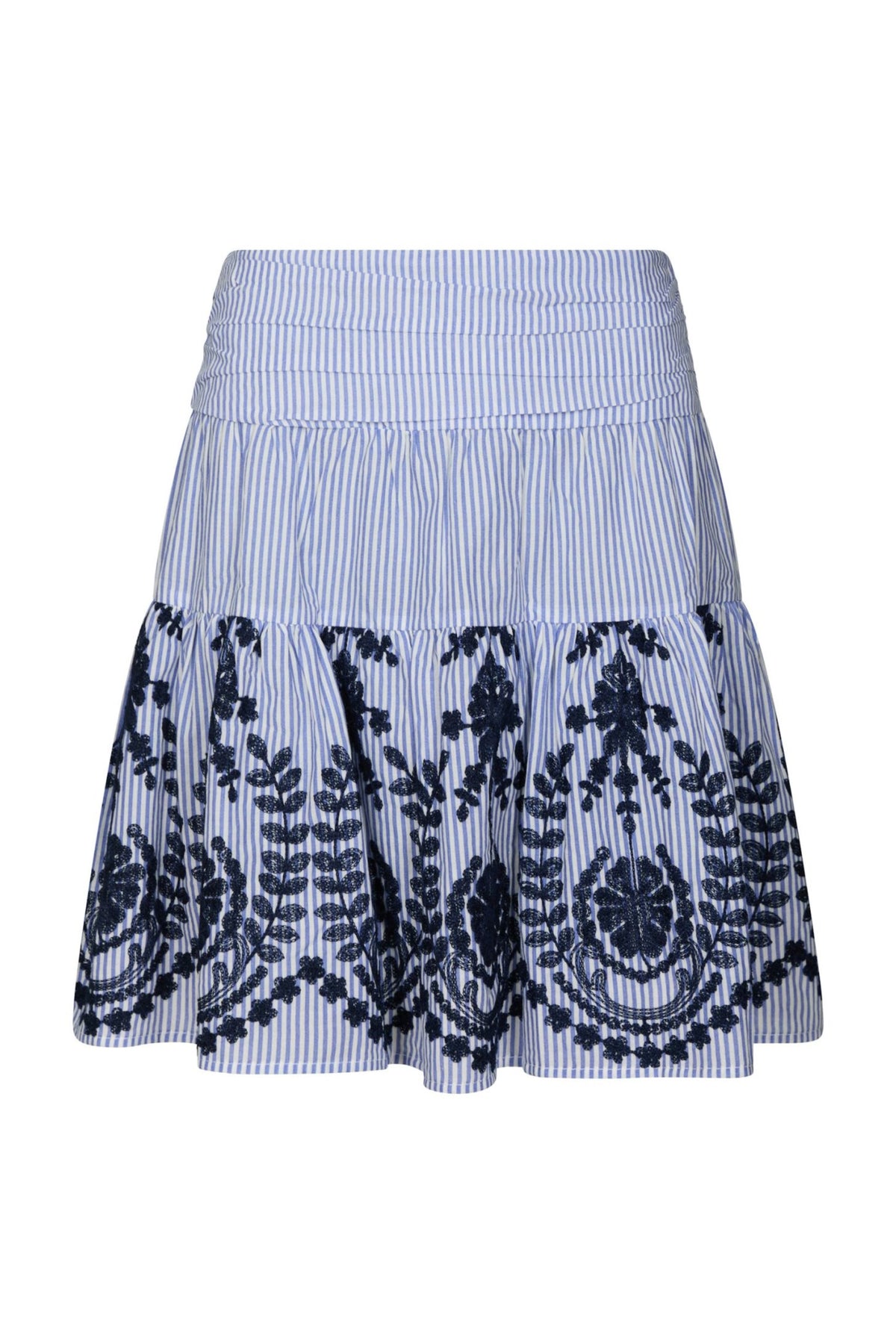 Tarrow Stripe Embroidery Skirt - Blue