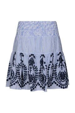 Tarrow Stripe Embroidery Skirt - Blue