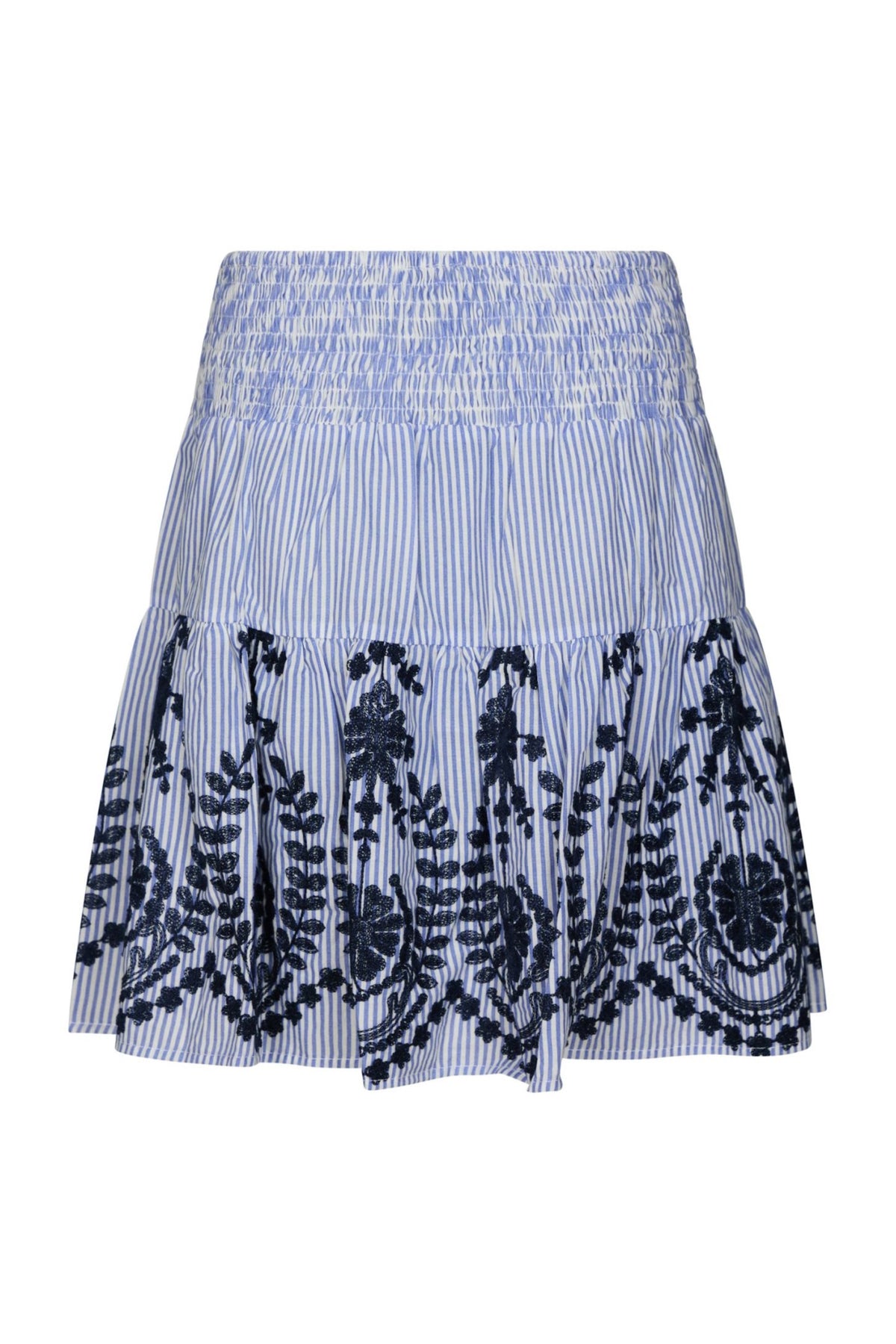 Tarrow Stripe Embroidery Skirt - Blue