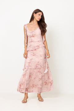 Adelle Frill Mesh Dress - Light Pink