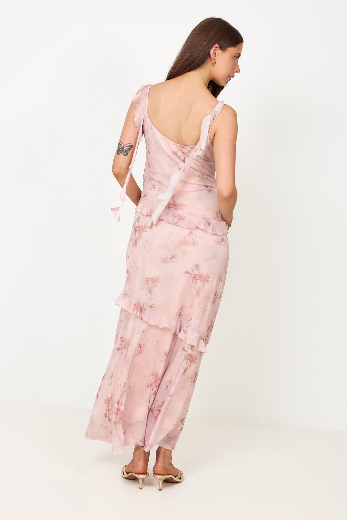 Adelle Frill Mesh Dress - Light Pink