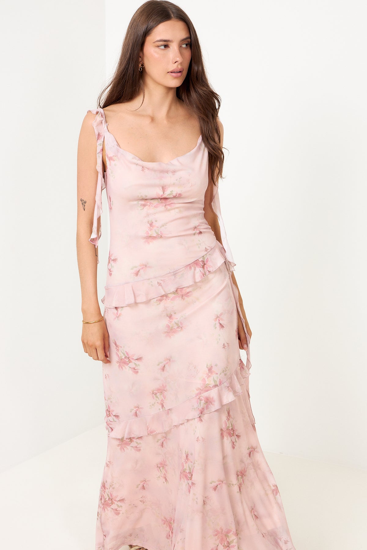 Adelle Frill Mesh Dress - Light Pink