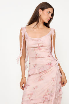 Adelle Frill Mesh Dress - Light Pink
