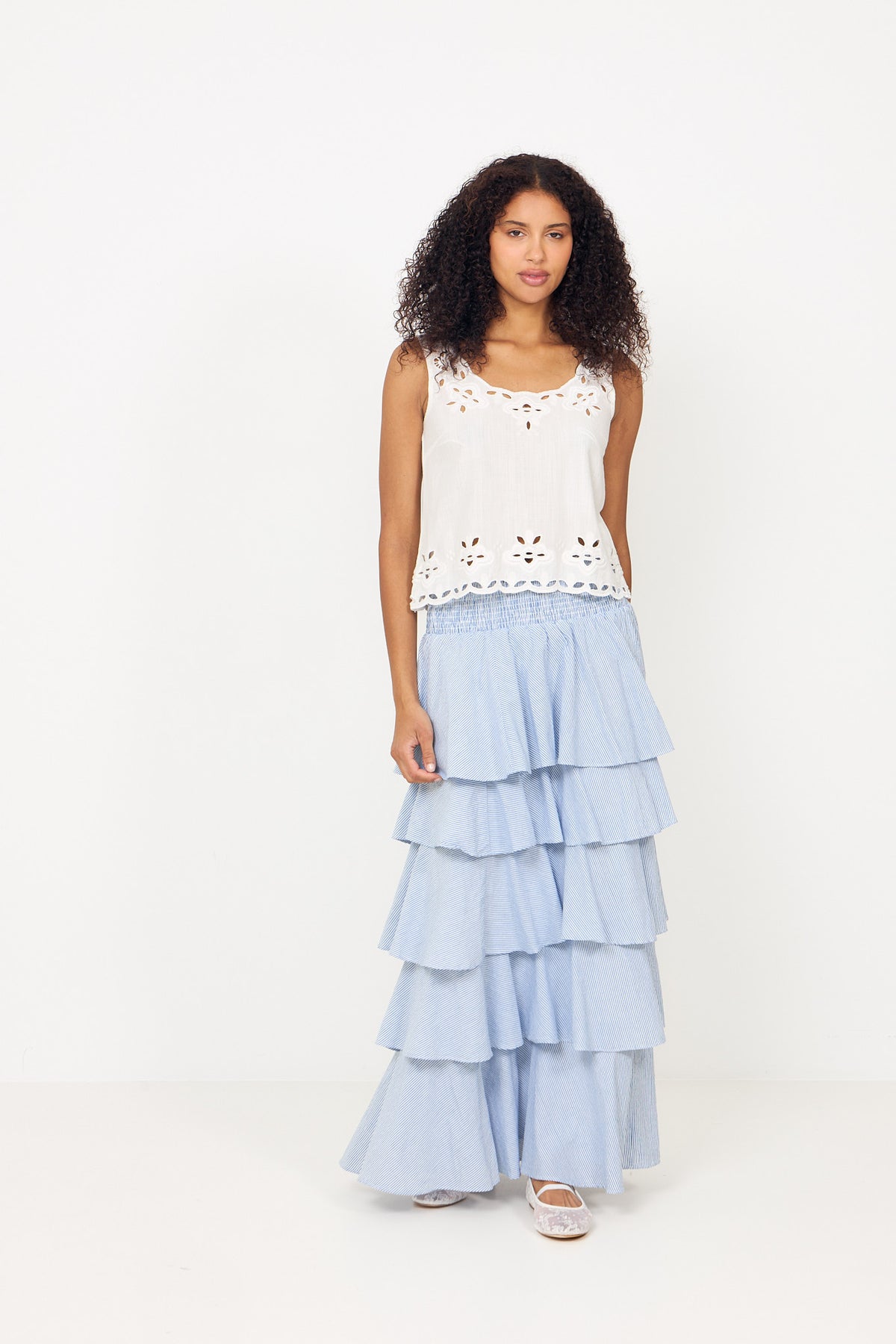 Morris Mini Stripe Skirt - Light Blue