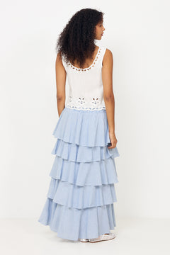 Morris Mini Stripe Skirt - Light Blue