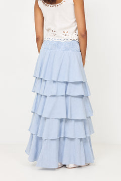Morris Mini Stripe Skirt - Light Blue