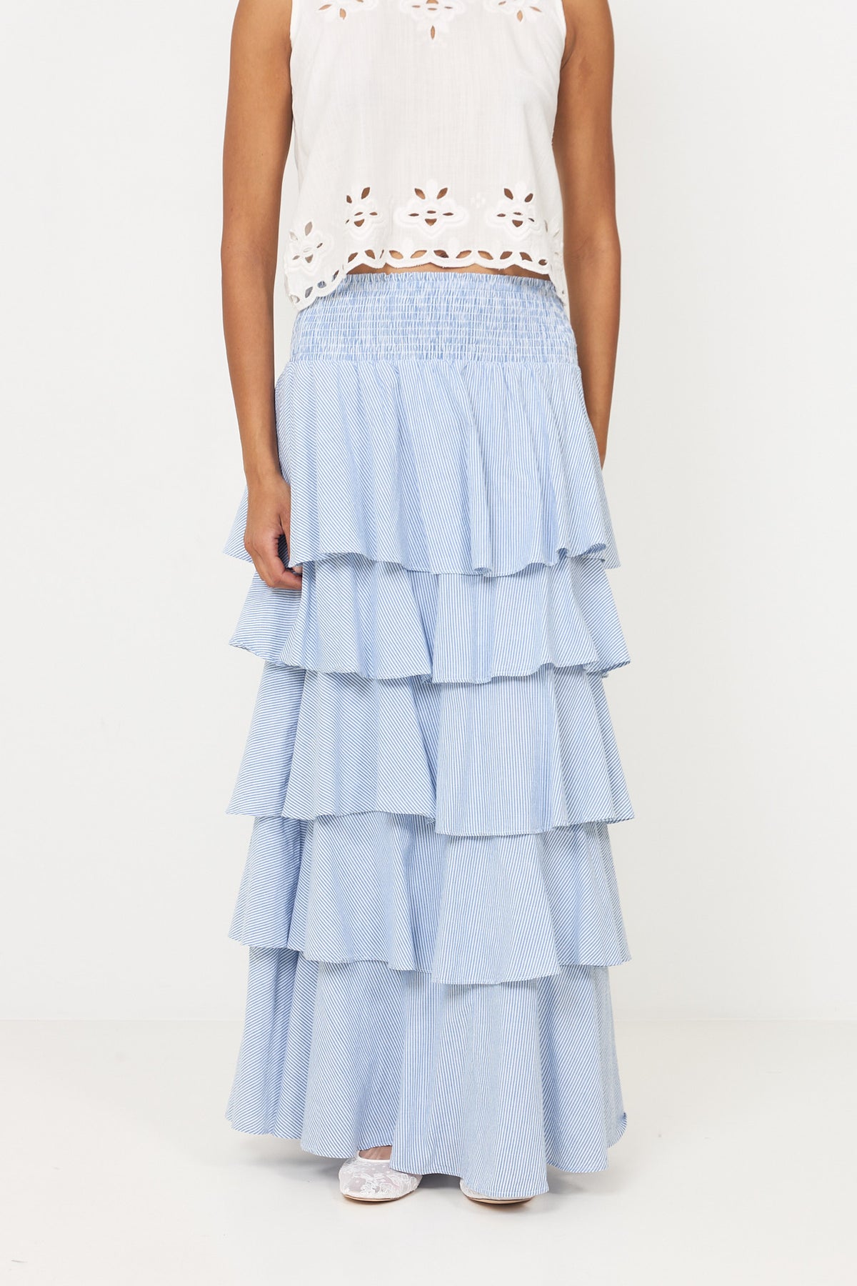 Morris Mini Stripe Skirt - Light Blue