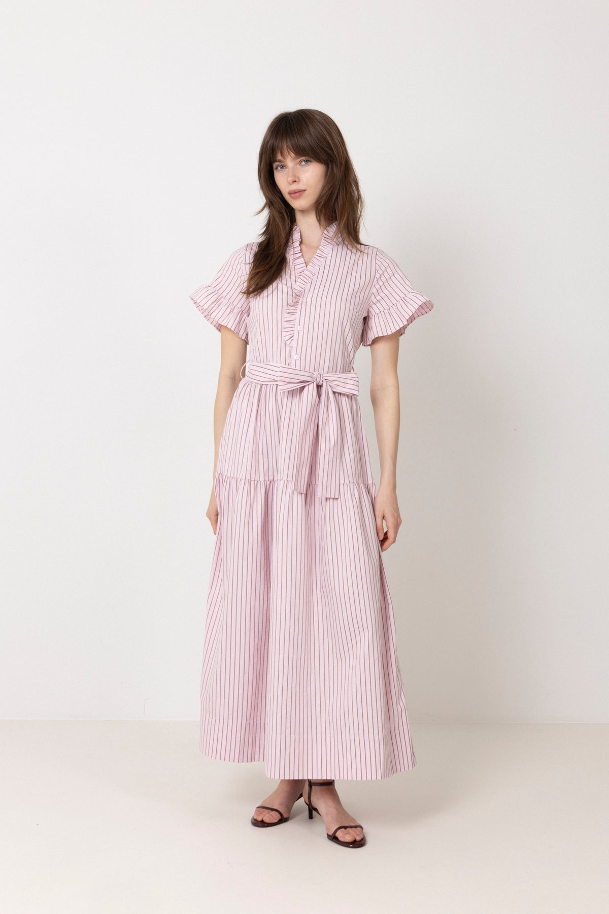 Nessie Structure Stripe Dress - Light Pink